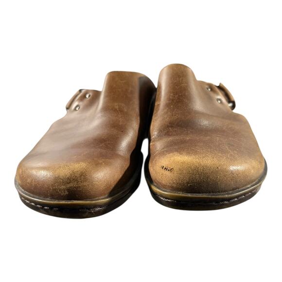 Timberland Women's Size 8 M Brown Leather Medium Heel Slip On Clogs Loafers - Picture 5 of 9